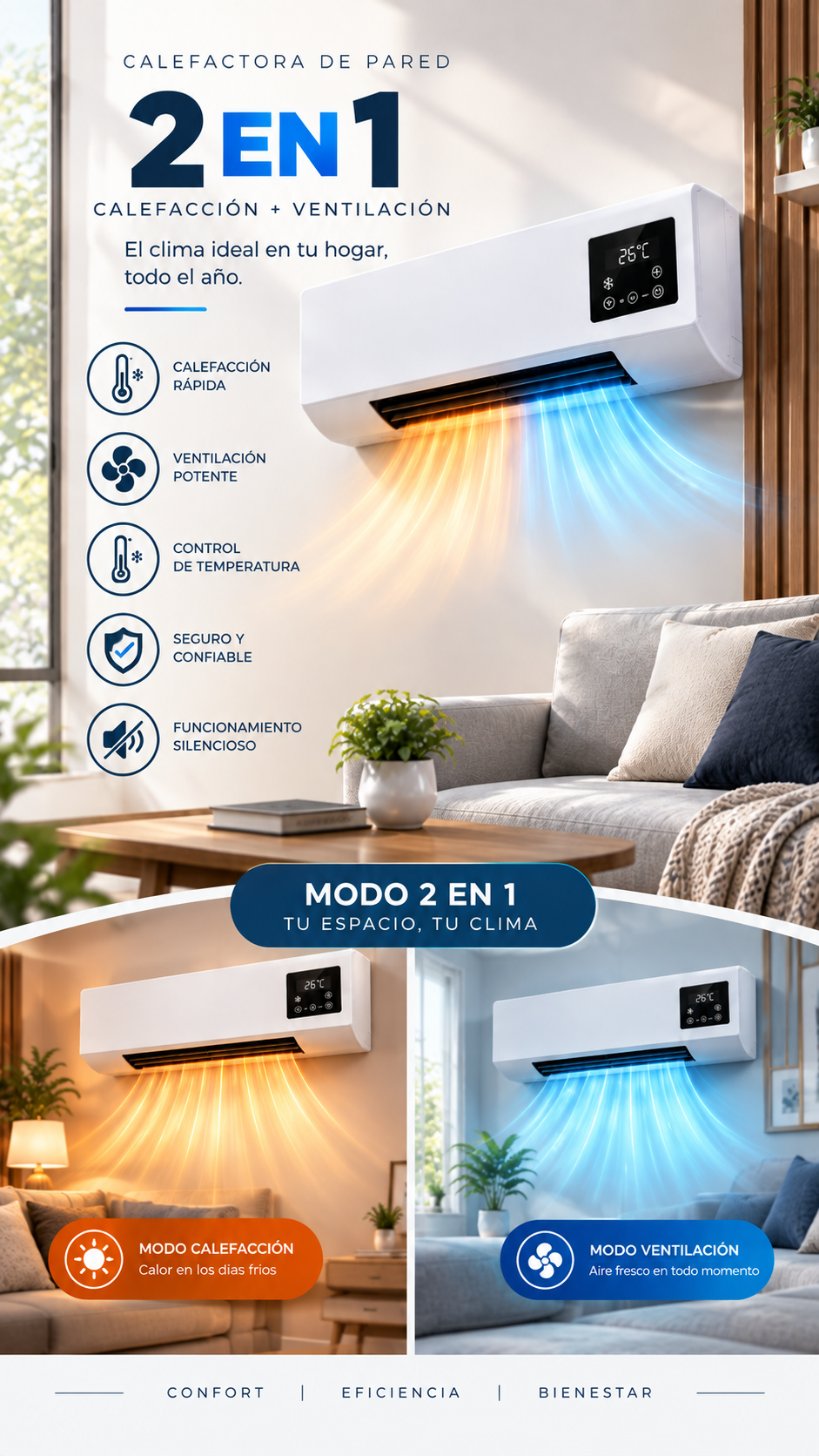 Calefactor y Ventilador 2 en 1